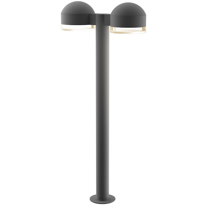 Sonneman Reals 2-Lt 29" LED Double Bollard, GY/CLR Cylinder - 7308-DC-FH-74-WL