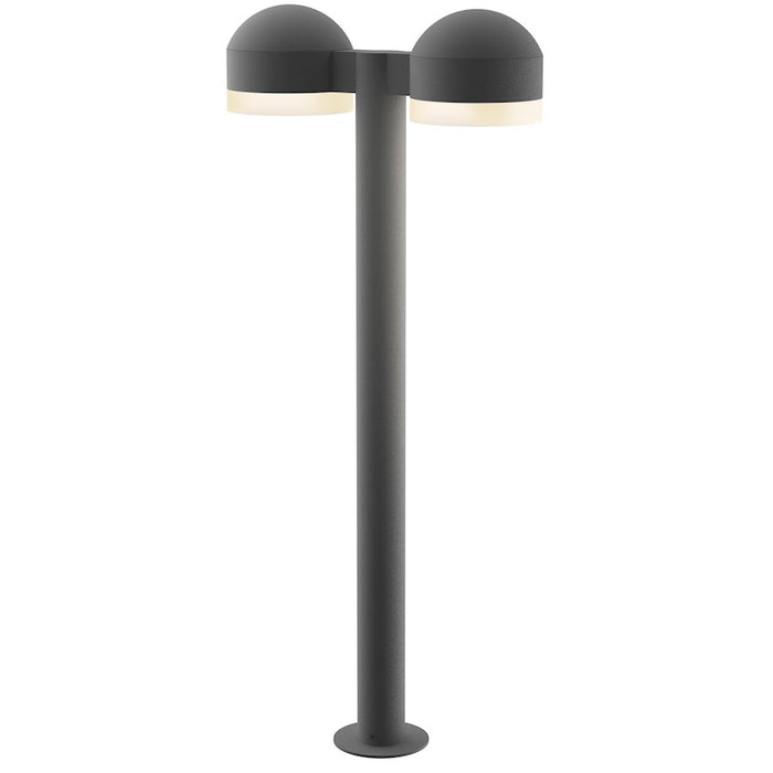 Sonneman Reals 2-Lt 29" LED Double Bollard, GY/WH Cylinder - 7308-DC-FW-74-WL