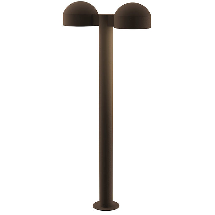 Sonneman Reals 2-Lt 29" LED Dbl Bollard, BZ/Dome Caps/Plate - 7308-DC-PL-72-WL