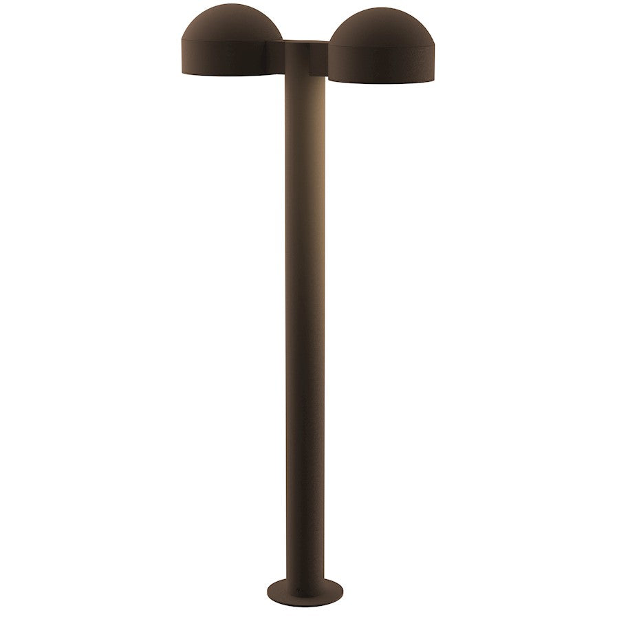 Sonneman Reals 2-Lt 29" LED Dbl Bollard, BZ/Dome Caps/Plate - 7308-DC-PL-72-WL