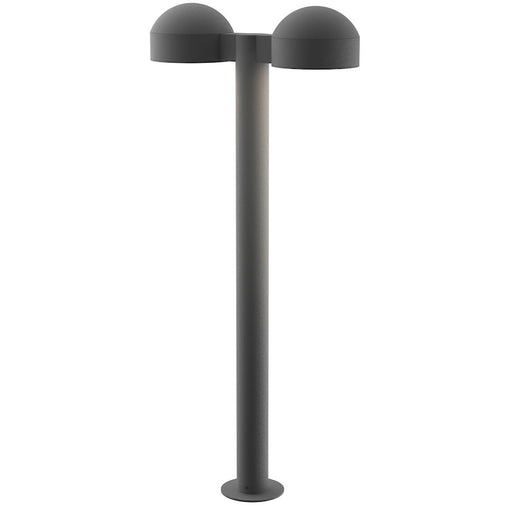 Sonneman Reals 2-Lt 29" LED Dbl Bollard, GY/Dome Caps/Plate - 7308-DC-PL-74-WL