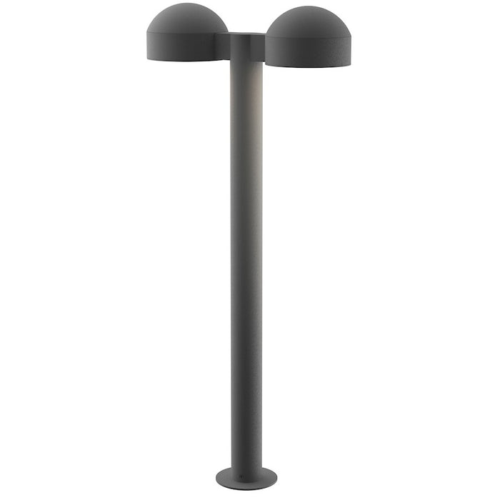 Sonneman Reals 2-Lt 29" LED Dbl Bollard, GY/Dome Caps/Plate - 7308-DC-PL-74-WL
