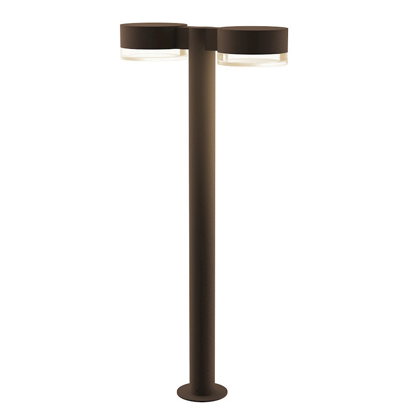 Sonneman Reals 2-Lt 28" LED Double Bollard, BZ/CLR Cylinder - 7308-PC-FH-72-WL