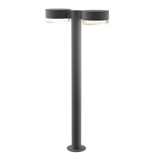 Sonneman Reals 2-Lt 28" LED Double Bollard, GY/CLR Cylinder - 7308-PC-FH-74-WL