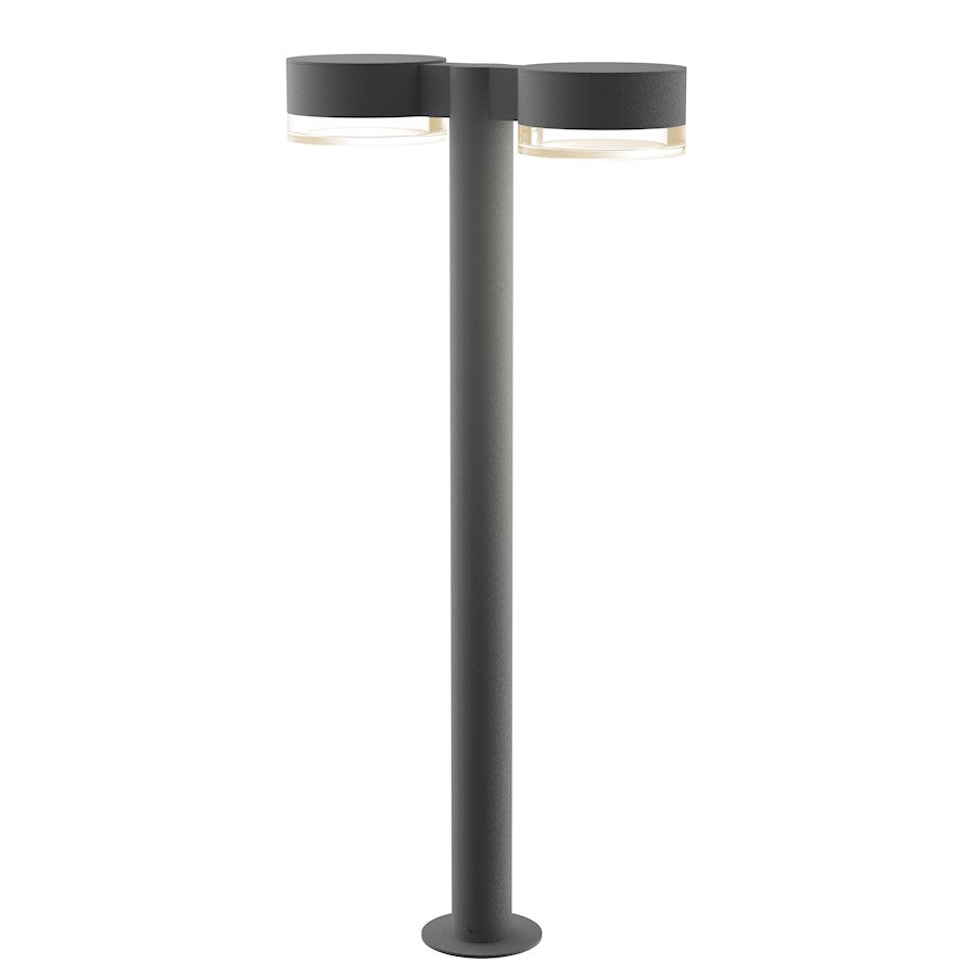 Sonneman Reals 2-Lt 28" LED Double Bollard, GY/CLR Cylinder - 7308-PC-FH-74-WL