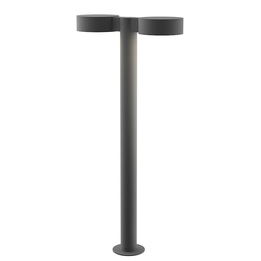 Sonneman Reals 2 Light 28" LED Double Bollard, Gray/Plate - 7308-PC-PL-74-WL