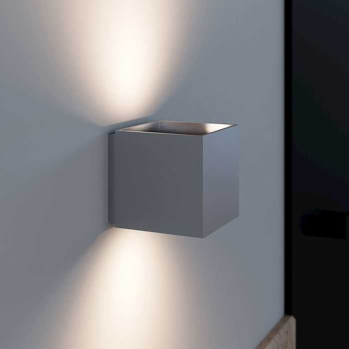 Sonneman Qube Small Wall Sconce, Natural Anodized/Natural Anodized