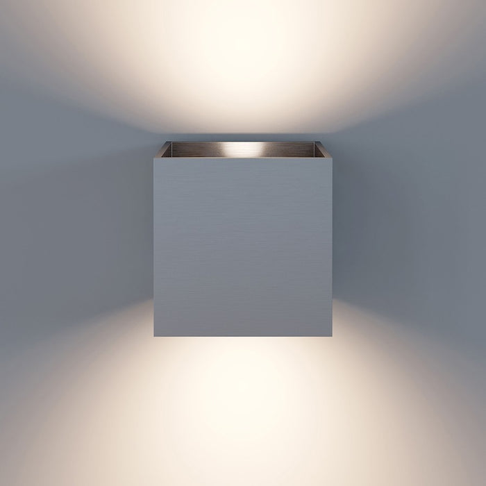 Sonneman Qube Small Wall Sconce, Natural Anodized/Natural Anodized