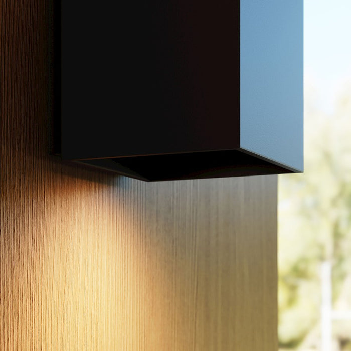 Sonneman Qube Small Wall Sconce, Textured Black/Textured Black