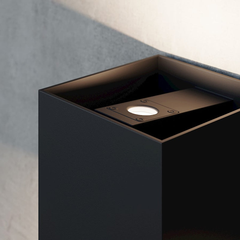Sonneman Qube Large Wall Sconce, Textured Black/Textured Black
