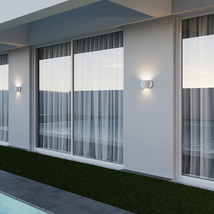 Sonneman Kaliko 2 Light Sconce, Aluminum/Textured White