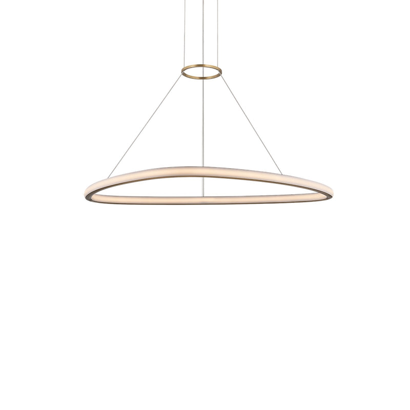 Sonneman Celestia 49in 1-Light Chandelier | Modern Brass and Etched Matte Acrylic | Dining Room & Foyer | 48.75 x 18.25 in | Model 7601-39-MB
