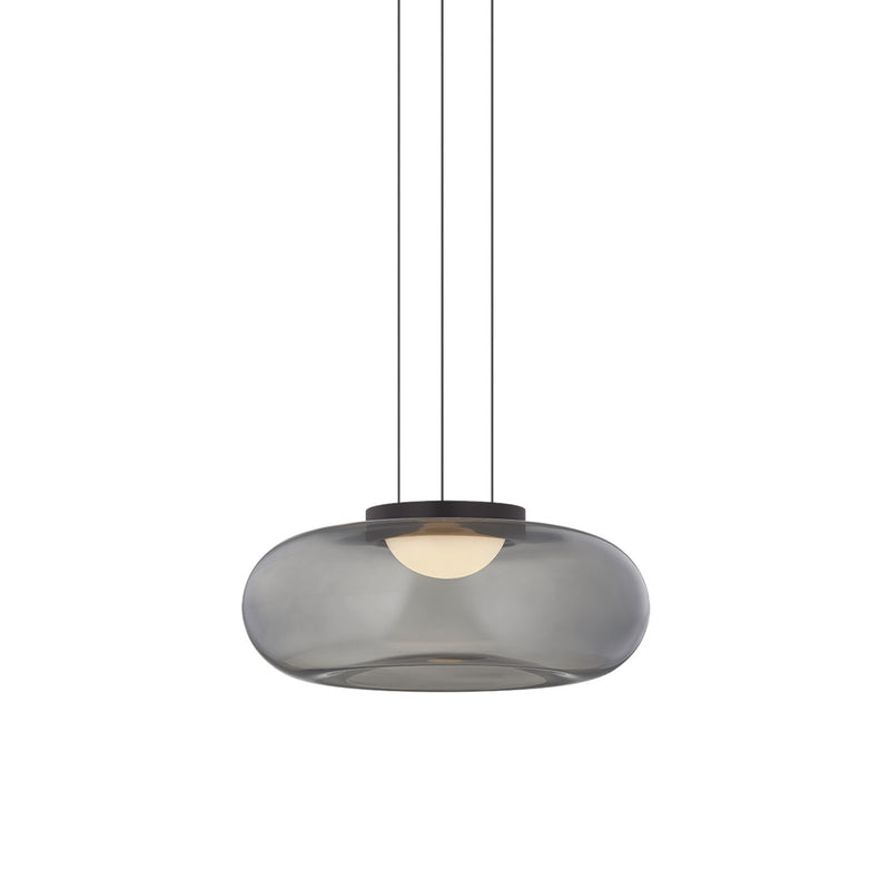 Sonneman Opalesce 15in 1-Light Pendant | Modern Black Brass and Smoke Glass | Kitchen Island & Dining Room | 15 x 6 in | Model 7632-51-BBR