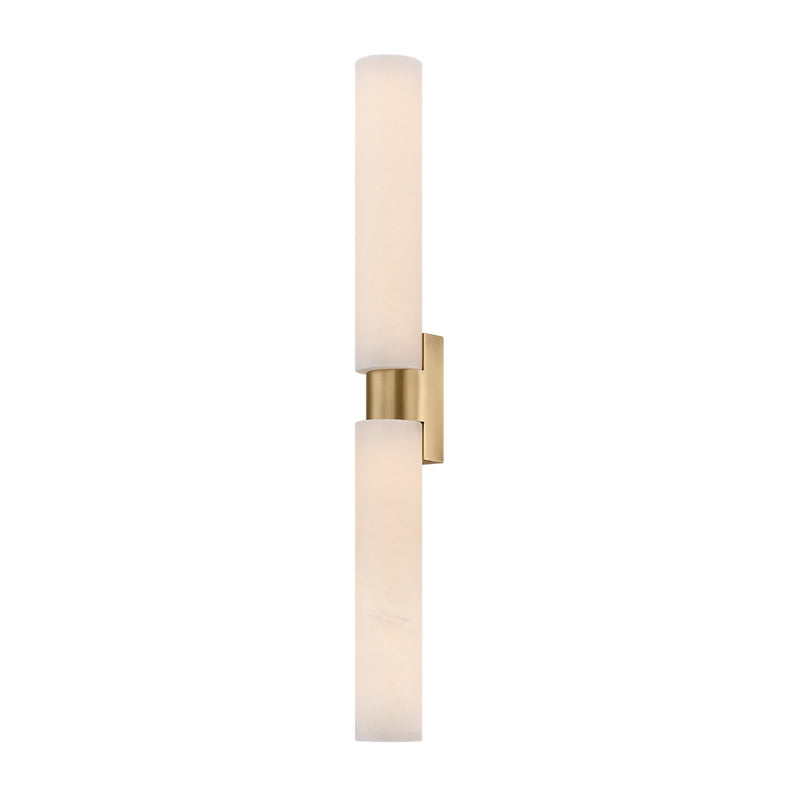 Sonneman Tycho 26in 2-Light Wall Sconce | Modern Brass and Alabaster Stone | Bedroom & Hallway Accent Light | 2.75 x 26.5 in | Model 7642-39-MB
