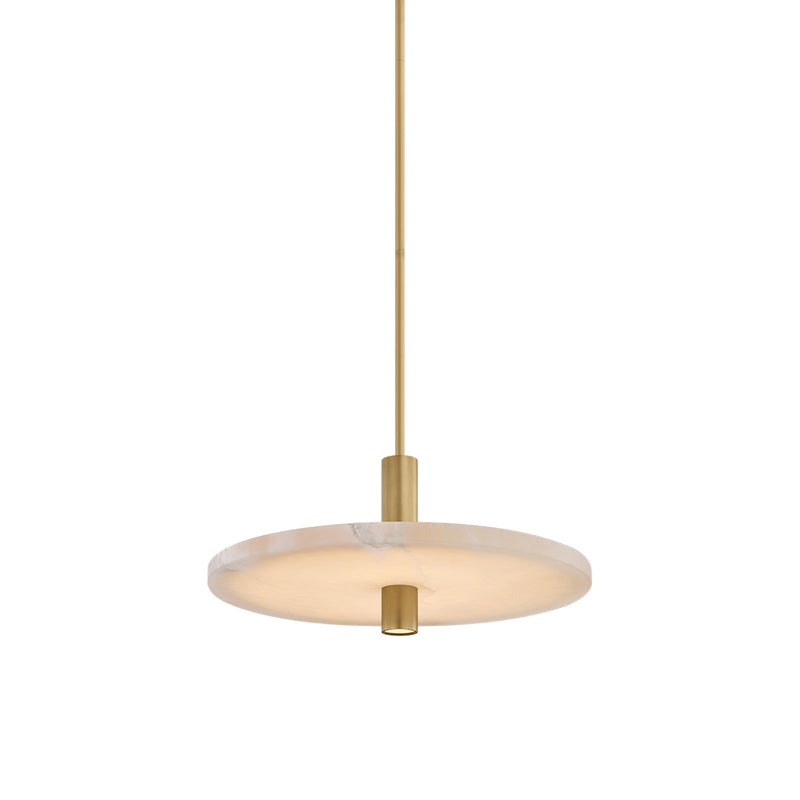 Sonneman Tycho 20in 2-Light Pendant | Modern Brass and Alabaster Stone | Kitchen Island & Dining Room | 20 x 9.5 in | Model 7644-39-MB
