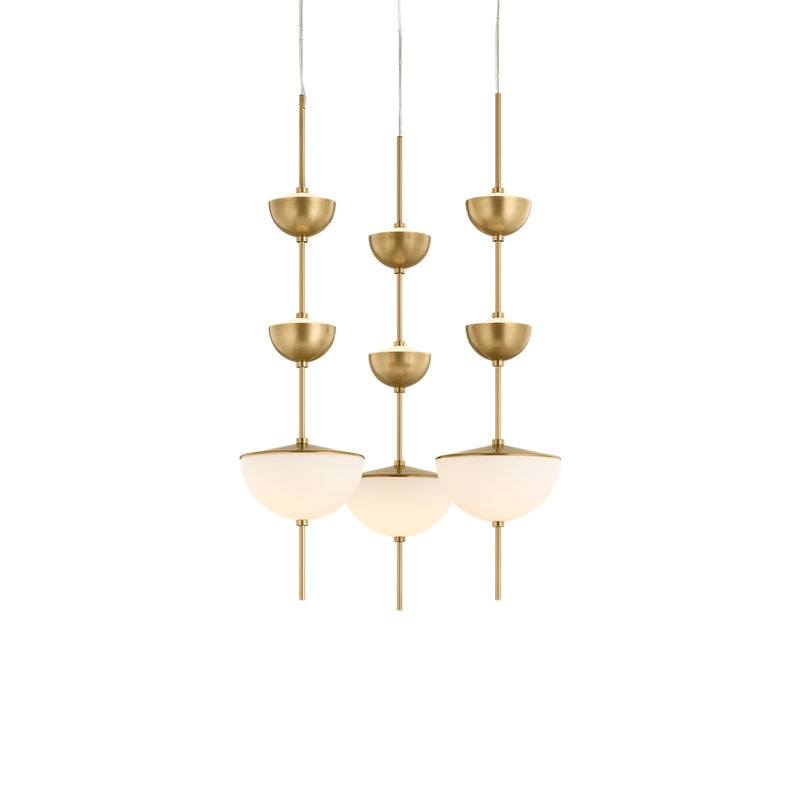 Sonneman Zhora 23in 9-Light Chandelier | Modern Brass and Opal Matte Glass | Dining Room & Foyer | 22.75 x 32.25 in | Model 7657-39-MB