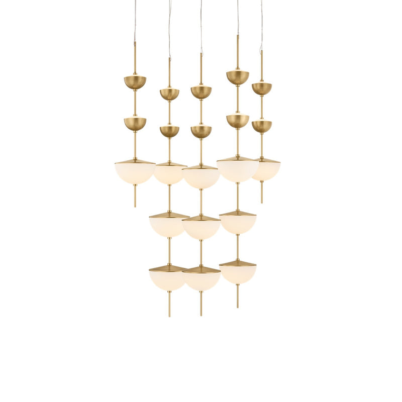 Sonneman Zhora 37in 21-Light Chandelier | Modern Brass and Opal Matte Glass | Dining Room & Foyer | 37.5 x 52.25 in | Model 7658-39-MB