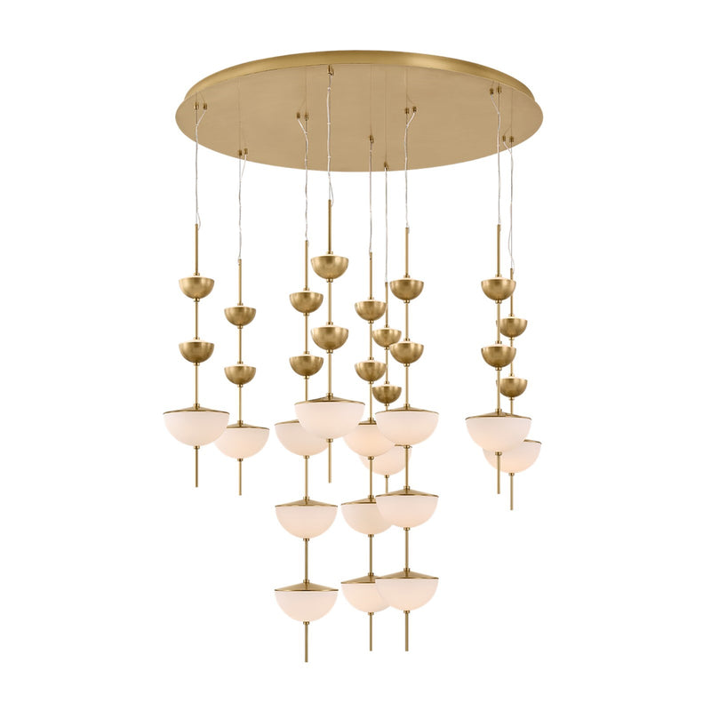 Sonneman Zhora 52in 33-Light Chandelier | Modern Brass and Opal Matte Glass | Dining Room & Grand Foyer | 52 x 52.25 in | Model 7659-39-MB