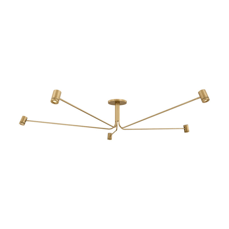 Sonneman Vertex 70in 5-Light Semi-Flush Mount | Modern Brass and Brass Metal | Kitchen & Dining Room | 70 x 10 in | Model 7665-39-MB