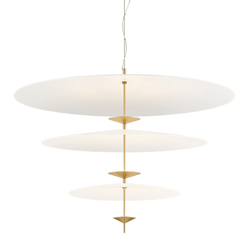 Sonneman Moleculis 36in 3-Light Chandelier | Modern Minimalist Modern Brass and White Acrylic | Dining Room & Foyer | 36 x 27 in | Model 7683-39-MB