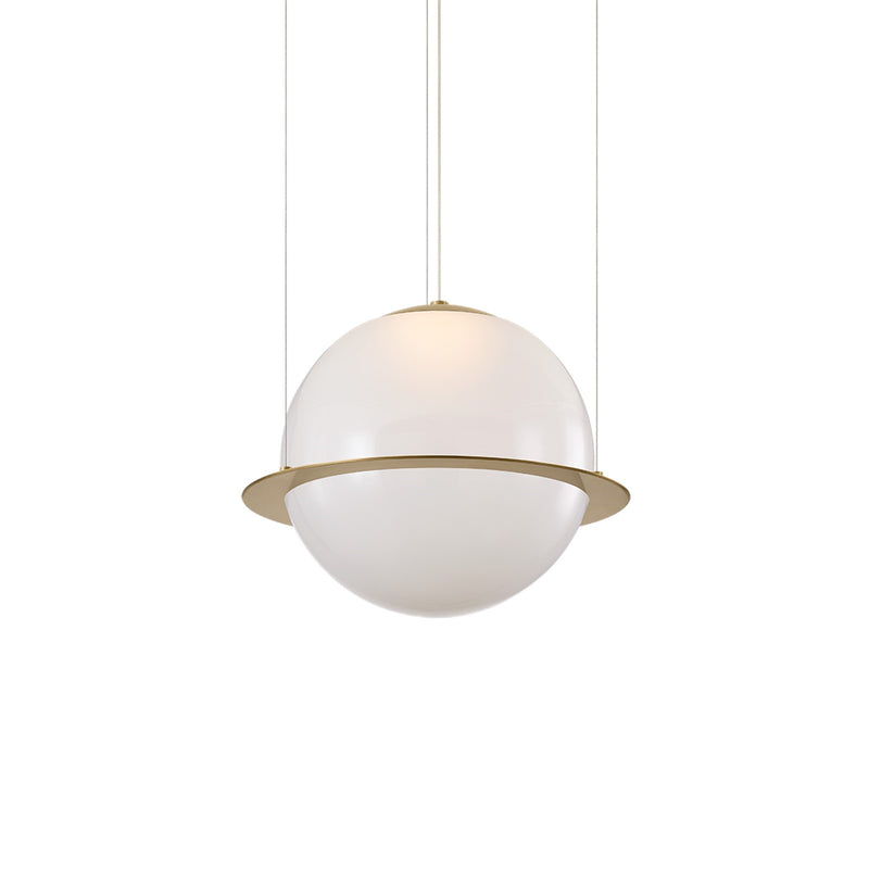 Sonneman Neutrion 18in 1-Light Pendant | Modern Brass and Clear Etched Glass | Kitchen Island & Dining Room | 18.25 x 15.25 in | Model 7685-39-MB