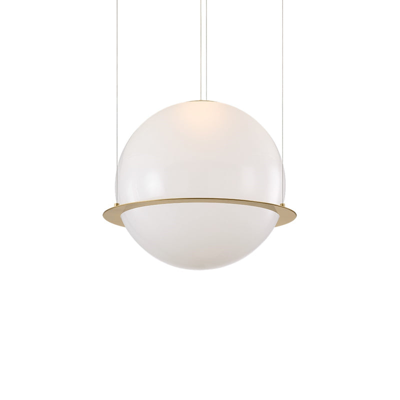 Sonneman Neutrion 22in 1-Light Pendant | Modern Brass and Clear Etched Glass | Kitchen Island & Dining Room | 22 x 20.5 in | Model 7686-39-MB