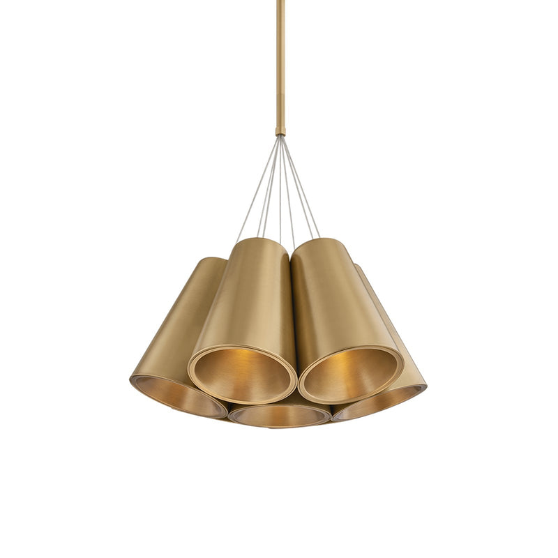 Sonneman Aether 23.5in 7-Light Chandelier | Modern Industrial Modern Brass Aluminum | Dining Room & Foyer | 23.5 x 25.5 in | Model 7697-39-MB