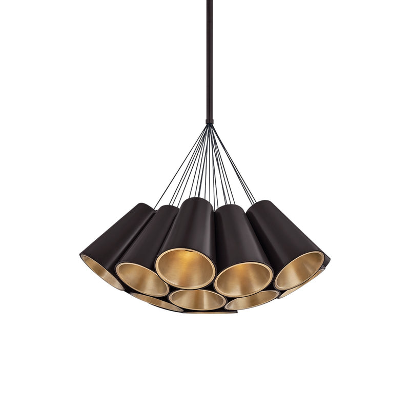Sonneman Aether 39in 19-Light Chandelier | Modern Black Brass and Modern Brass Aluminum | Dining Room & Foyer | 39.25 x 31.5 in | Model 7699-51-BBR