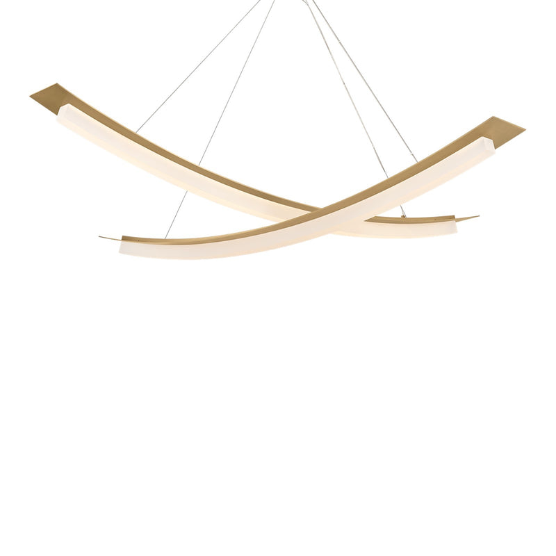 Sonneman Kaguya 60in 2-Light Chandelier | Modern Brass and Clear Etched Acrylic | Dining Room & Foyer | 60 x 60 x 14.25 in | Model 7702-39-MB
