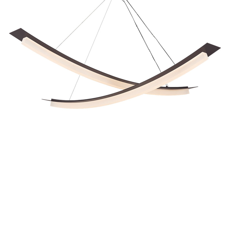 Sonneman Kaguya 60in 2-Light Chandelier | Modern Black Brass and Clear Etched Acrylic | Dining Room & Foyer | 60 x 60 x 14.25 in | Model 7702-51-BBR