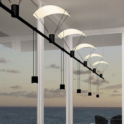 Sonneman Suspenders 36" 3-Bar In-Line Linear Pendant, Satin Black