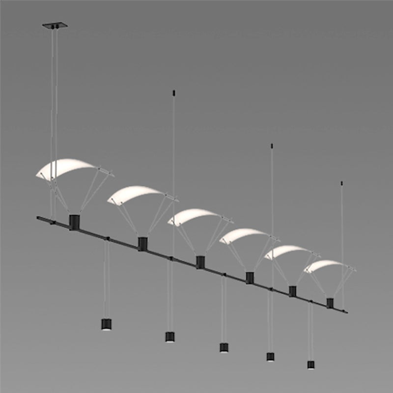 Sonneman Suspenders 36" 3-Bar In-Line Linear Pendant, Satin Black
