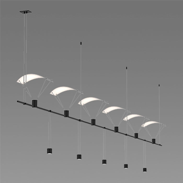 Sonneman Suspenders 36" 3-Bar In-Line Linear Pendant, Satin Black