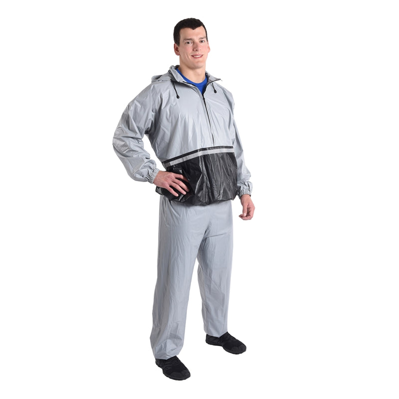 Stamina Deluxe Sauna Suit Small/Medium | Heavy-Duty PVC with Hood & Pockets | Cardio & Weight Training | Fits Waist 23-32 in | Model 05-0411