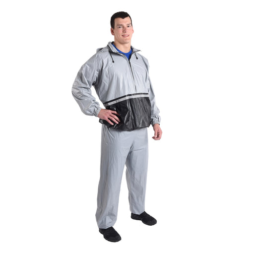 Stamina Deluxe Sauna Suit Small/Medium | Heavy-Duty PVC with Hood & Pockets | Cardio & Weight Training | Fits Waist 23-32 in | Model 05-0411