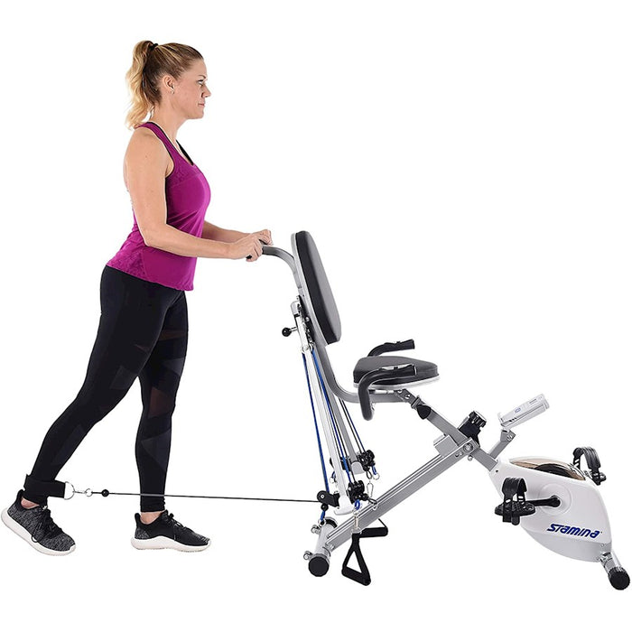 Stamina Exercise Bike And Strength System, White/Blue