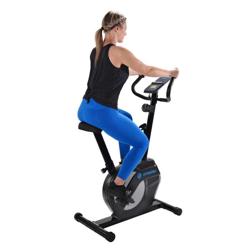 Stamina Upright Exercise Bike 308 | 8-Level Magnetic Resistance | Home Cardio with LCD Monitor & Device Tray | Model 15-1308