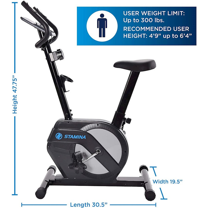 Stamina Upright Exercise Bike 308 | 8-Level Magnetic Resistance | Home Cardio with LCD Monitor & Device Tray | Model 15-1308