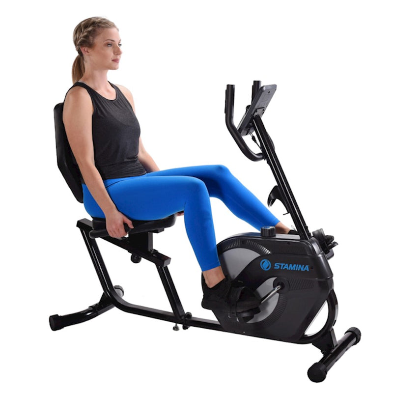 Stamina Recumbent Exercise Bike 346 | 8-Level Magnetic Resistance | Ergonomic Home Cardio with Pulse Monitor | Model 15-1346