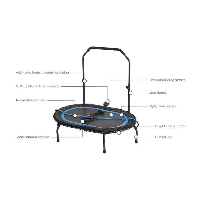 Stamina InTone Oval Fitness Trampoline with DVD | Low-Impact Cardio Rebounder with Padded Handlebar & Monitor | Home Gym & Indoor | Model 35-1704A