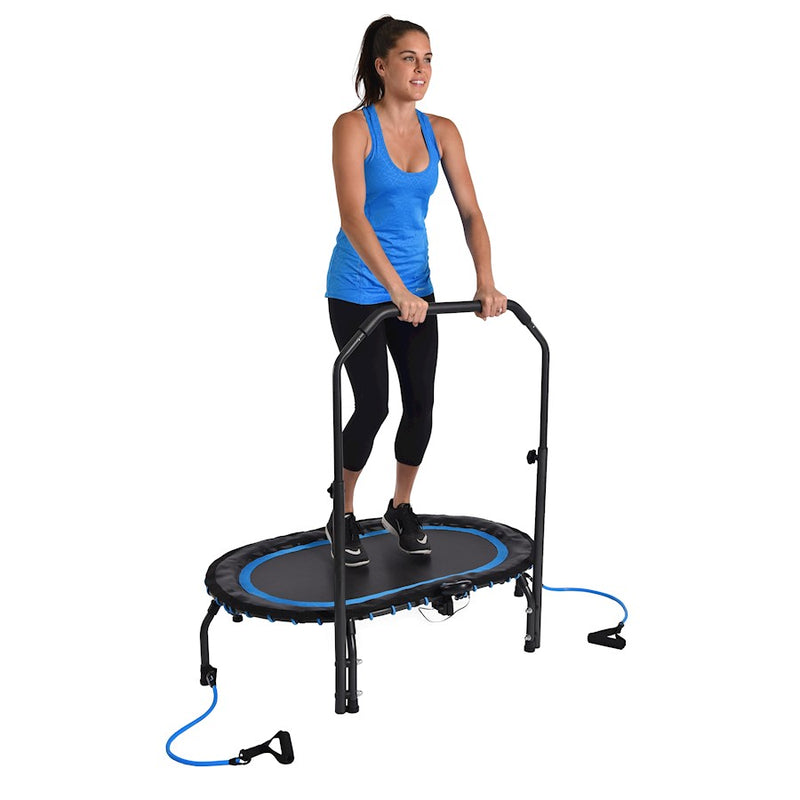 Stamina InTone Oval Fitness Trampoline with DVD | Low-Impact Cardio Rebounder with Padded Handlebar & Monitor | Home Gym & Indoor | Model 35-1704A