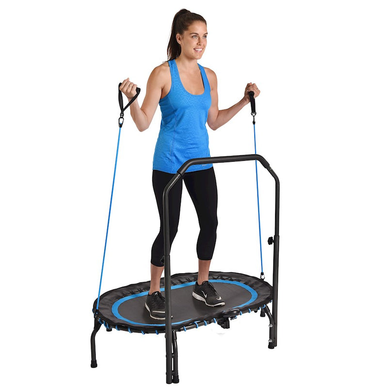 Stamina InTone Oval Fitness Trampoline with DVD | Low-Impact Cardio Rebounder with Padded Handlebar & Monitor | Home Gym & Indoor | Model 35-1704A