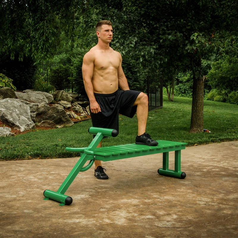 Stamina Outdoor Fitness Bench | Heavy Gauge Steel with Stainless Hardware | Backyard & Patio Strength Training | 69 x 18 x 31 in | Model 65-2300
