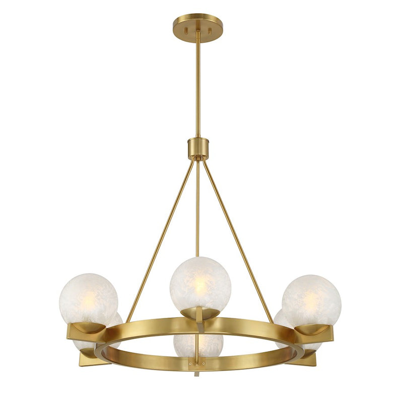 Savoy House Darien 6 Light Chandelier, Warm Brass/Ice