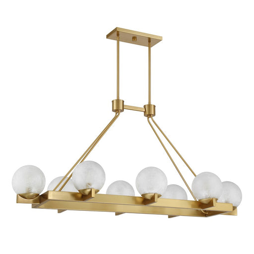 Savoy House Darien 8 Light Linear Chandelier, Warm Brass/Ice