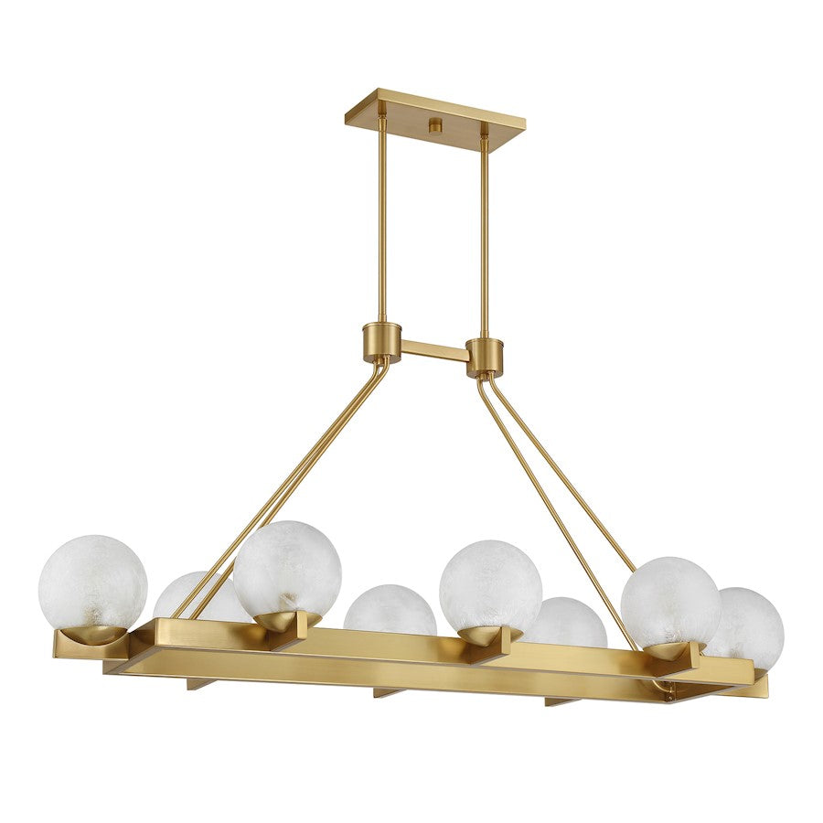 Savoy House Darien 8 Light Linear Chandelier, Warm Brass/Ice