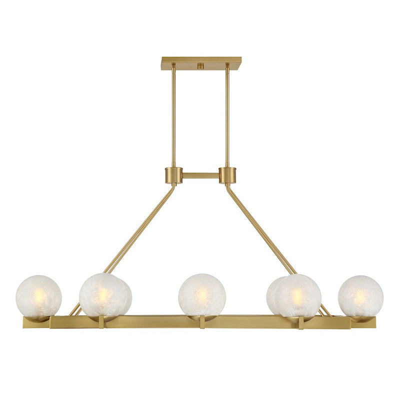 Savoy House Darien 8 Light Linear Chandelier, Warm Brass/Ice