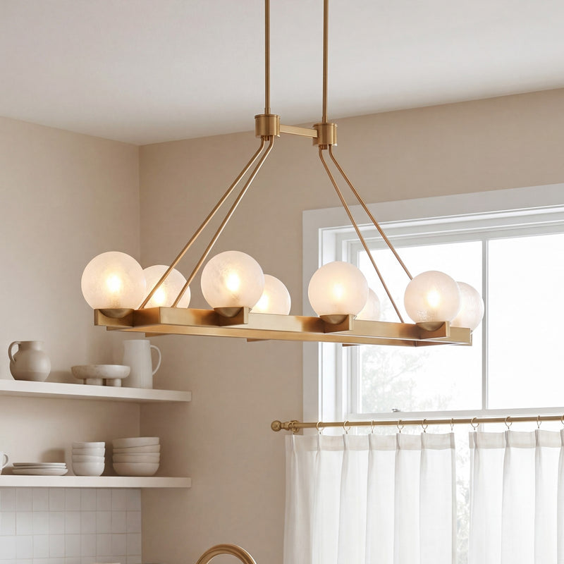 Savoy House Darien 8 Light Linear Chandelier, Warm Brass/Ice
