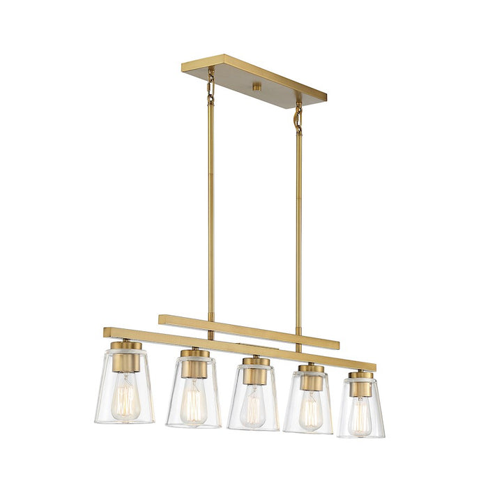 Savoy House Calhoun 5-Light Linear Chandelier, Warm Brass