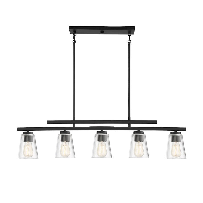 Savoy House Calhoun 5-Light Linear Chandelier, Matte Black